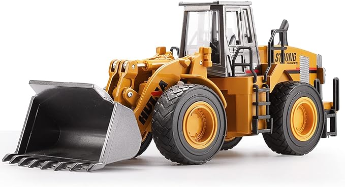 1/40 Scale Diecast Four Wheel Loader Truck Toy, Metal Construction Equipment Bulldozer Models for Kids