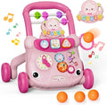 Baby Walker Toys,Push Walker for Boys & Girls Learning to Walk,Sit to Stand Early Educational Toys,Activity Center for Infant,Christmas Birthday Gift for Toddler 6-18 Months,Pink