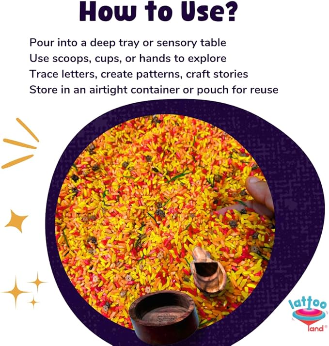 Fall Themed Colorful Rice | Fall Sensory Bin Filler for Sensory Table | Seasonal | Autumn Theme Activity | Engaging Rice Mix for Kids | Thanksgiving Present & Toddler Gift | 18 Months +