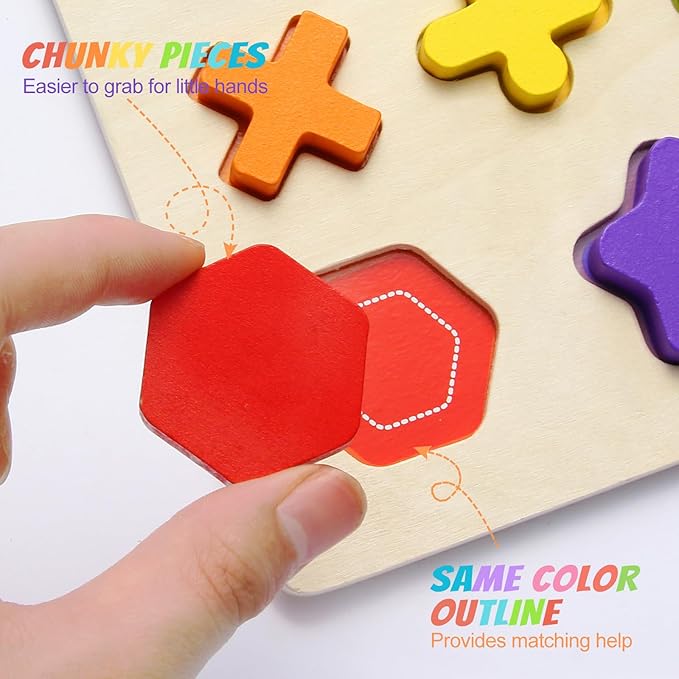 Wooden Puzzles for Toddlers, Number Shape Toddler Puzzles, Number Blocks Toys for Kids, Preschool Learning Educational, Toddler Learning Toys for Gift Set