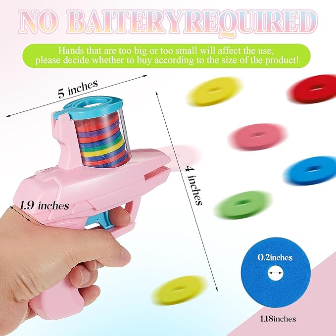 Sumind 2 Pcs Foam Disc Shooter Zip Shot Shooter Disc Launcher (Green,Pink)