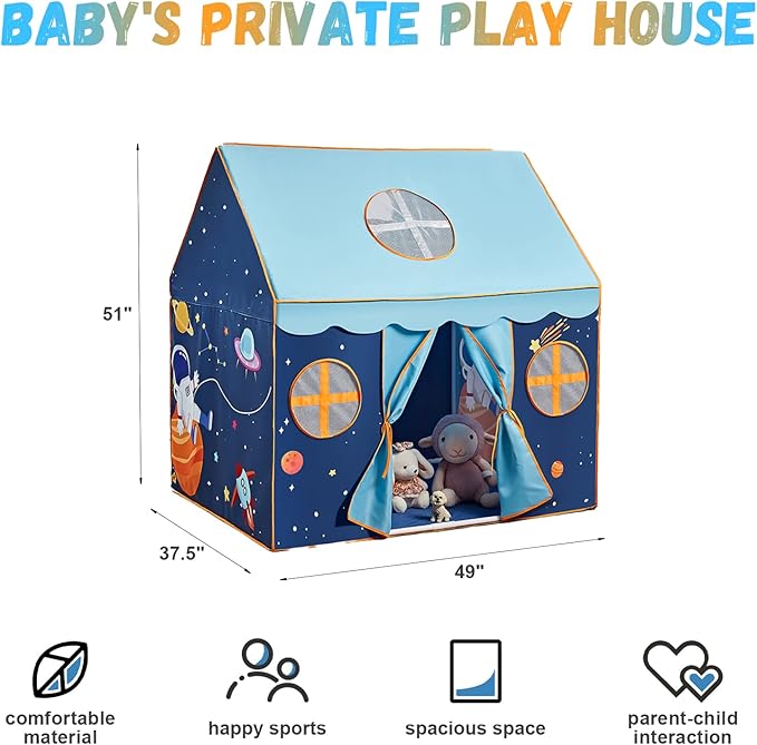 TTLOJ Gift for Christmas Outer Space Style Play Tents for Boys Girls, Large Playhouse Castle Toy for Toddler Play House, Teepee Tent Indoor Outdoor (Ball Lights NOT Included