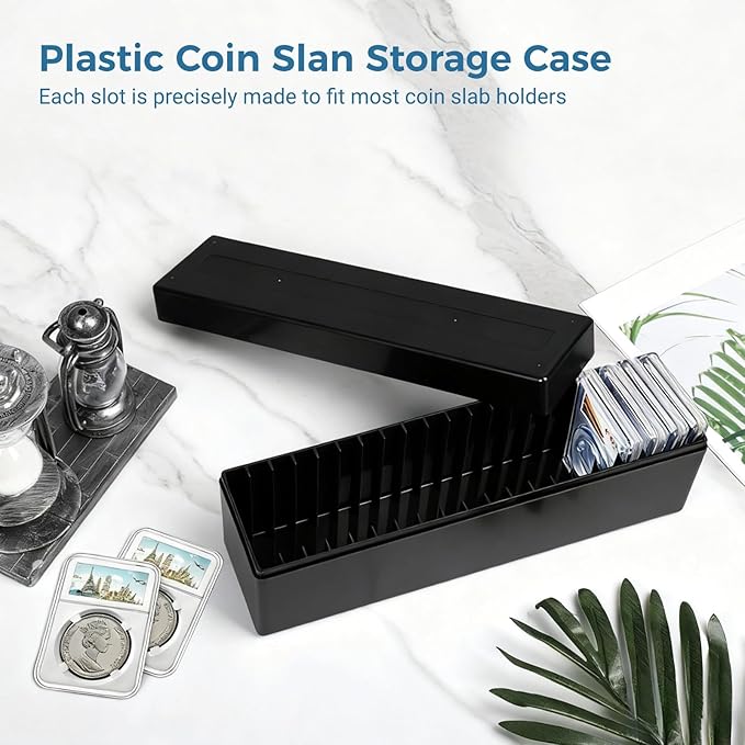 Coin Slab Storage Boxes, 3 Packs Coin Holder Organizer Boxes with 20 Slots, Plastic Coin Storage Cases Set for 60 Coin Slabs, Compatible with PCGS NGC PMGab Coin Holders(Include Boxes Only)