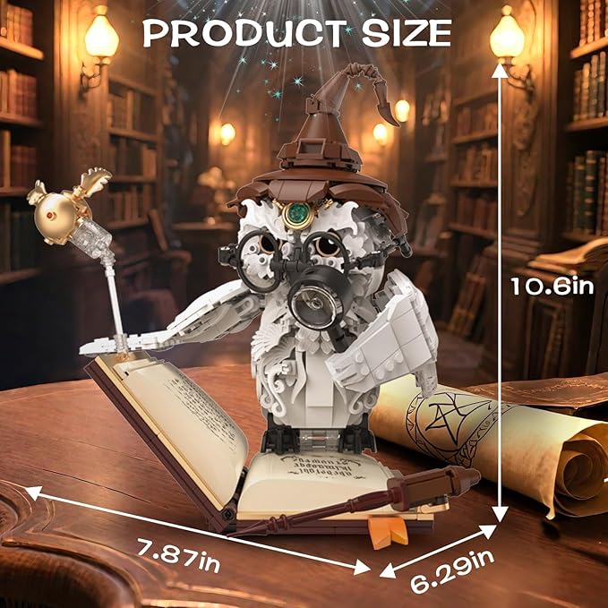 Harry Owl Building Block Set for Adults, Compatible with Lego, Potter Birds Model Toys Gifts for Home & Office Decor, Collectible 1162PCS Animals Building Sets Gifts for Boys Kids Girls