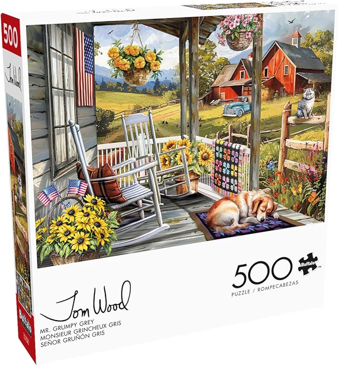 Buffalo Games - Tom Wood - Mr. Grumpy Grey - 500 Piece Jigsaw Puzzle for Adults - Challenging Puzzle Perfect for Game Nights - Finished Size is 21.25 x 15.00