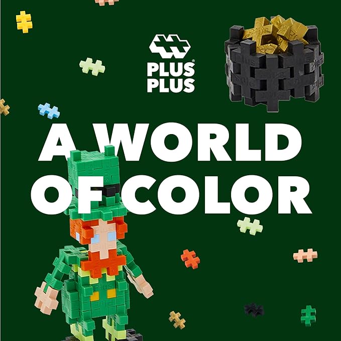 PLUS PLUS Building Block Set, 70 Mini Interlocking Pieces, Fun Spring Holiday Activities for Kids, STEM Toy - Leprechaun