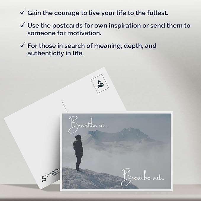 metaFox "Live Your Life Inspirational Quote Cards - 20 Motivational Postcards for Encouragement, Self-Reflection & Therapy | A6 Size, Colorful, Durable | Perfect for Journaling & Personal Growth