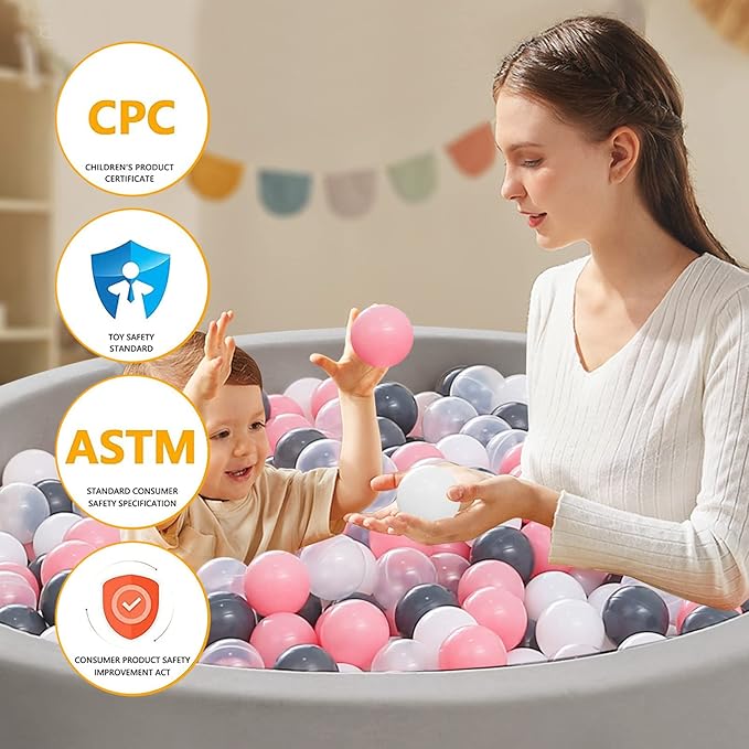 Ball Pit Balls Pack of 100 200 500 - Star and Round Set BPA Free Phthalate Free Non-Toxic Crush Proof Play Balls Soft Plastic Balls for Toddlers Baby Kids Birthday Pool Tent Party