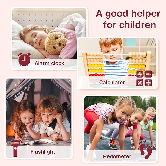 PTHTECHUS® Kids Phone Toy for Boys Girls, 3.8 "Touch Screen Toddler Smartphone with Fun Cameras 16 Games MP3 Music Player Audio Recorder Pedometer Torch Alarm Clock Children Phone for Ages 4-14