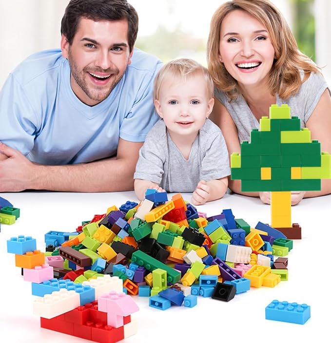 1000 Pieces Classic Building Bricks in 15 Popular Colors and 12 Mixed Shapes, Creative Small Building Blocks Set Learning Educational Toy Gift for Kids, Compatible with All Major Brands