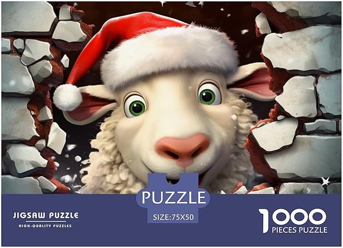 Sheep for Adults Fun Thickened Wooden Jigsaw Puzzles 1000 Piece 3D Animal Toy Intellectual Game Education Game Stress Relief Toy Home Decoration Premium & Durable 1000pcs (75x50cm)