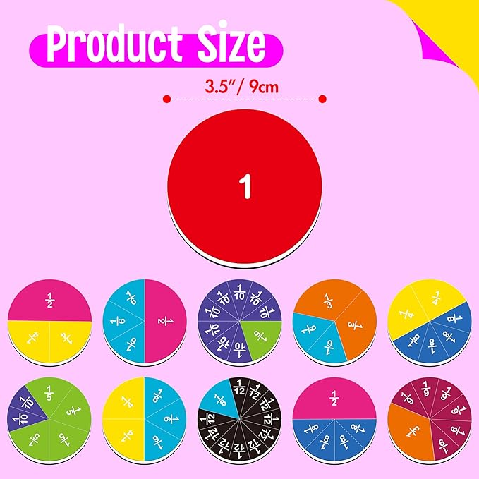 78 PCS Magnetic Fraction Tiles, Educational Math Learning Manipulatives Set for Preschool Elementary School, Fraction Bar Set Educational Learning Tool Kit for Classroom, School Supplies