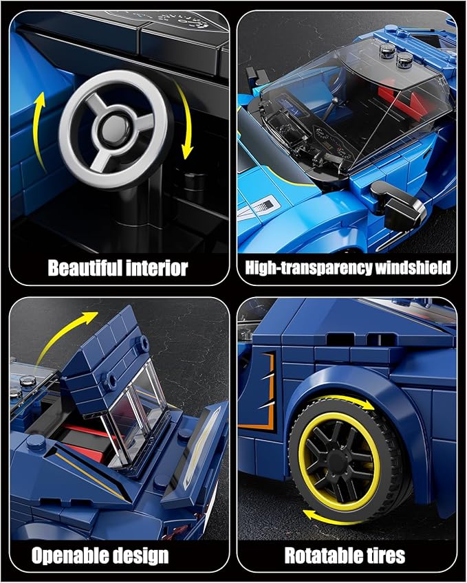 Super Sports Car Building Block Set with Display Case,Speed Race Car Building Kits Construction Toy,Car Collectible Model,Christmas Birthday Gift for Adults and Kids 6 and up(326pcs)