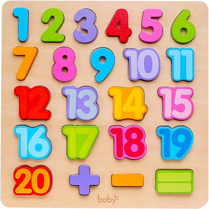 Wooden Number Puzzle Toys, ABC Letter & Number Puzzle for Toddlers 3 Year Old, Preschool Learning Toys for Kids, Educational Name Puzzles Gift for Boys and Girls