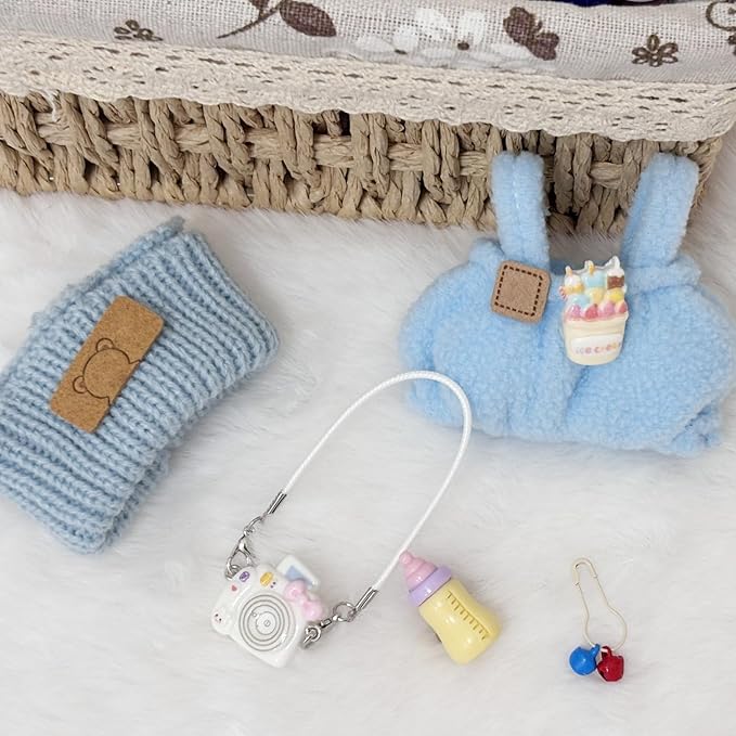 Clothes for 17cm Doll, Cute Outfit Set for 17cm Dolls, Adorable Dress-Up Accessories for Doll (Blue Bottle)