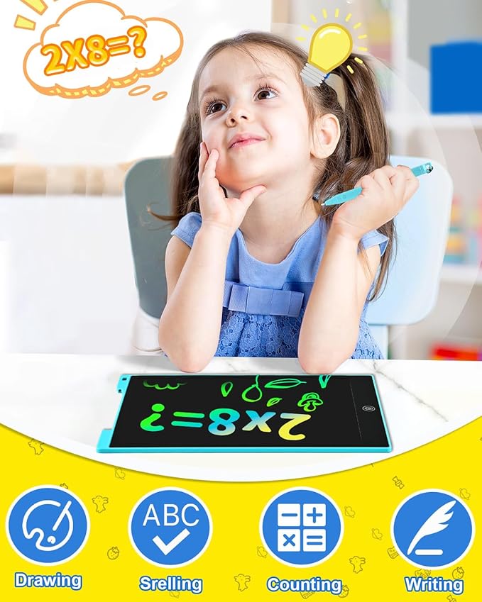 LCD Writing Tablet for for Kids, 12 Inch Toddler Kids Toys Drawing Pad, Airplane Travel Essentials, Mess Free Coloring for Toddlers, Birthday Gifts Toys for 3-8 Years Old Boys Girls, Blue