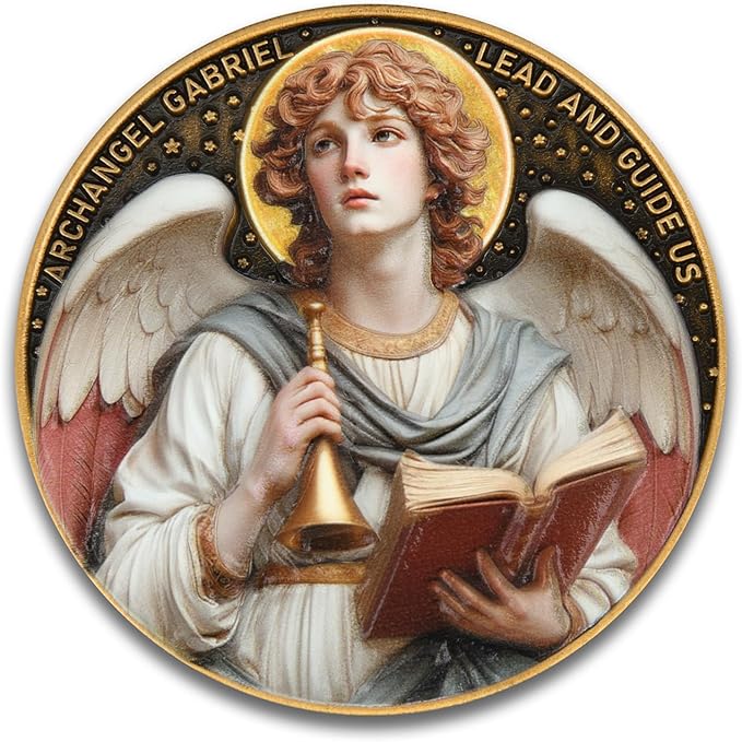 Archangel Gabriel Prayer Coin – Patron Saint of Communication, Divine Messenger Pocket Token for Protection & Guidance, Inspirational Christian Gift for Men & Women, Catholic Devotional Keepsake
