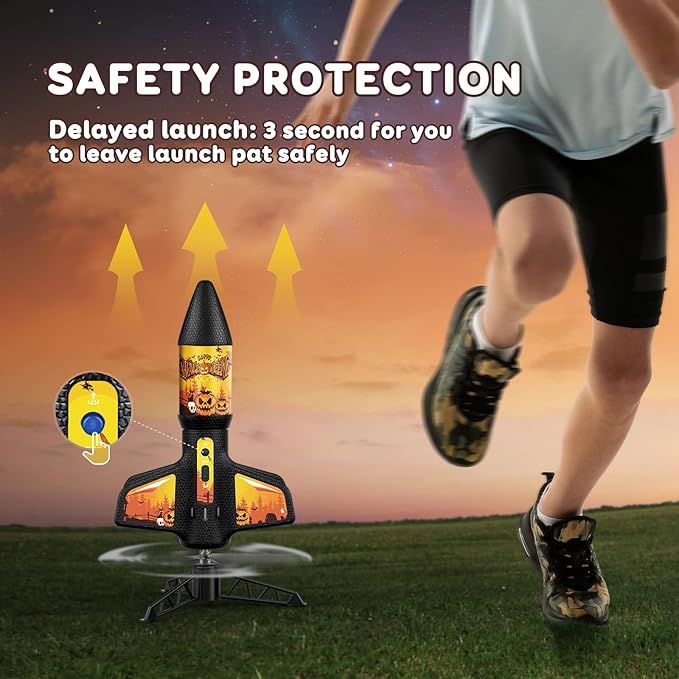 Rocket Launcher for Kids with Launch Set Up to 200 Ft Air Model Rocket Toy with Parachute, Space Ship Outdoor Toys for Ages 8-13 Boy Birthday Gift Birthday Gift for Kids