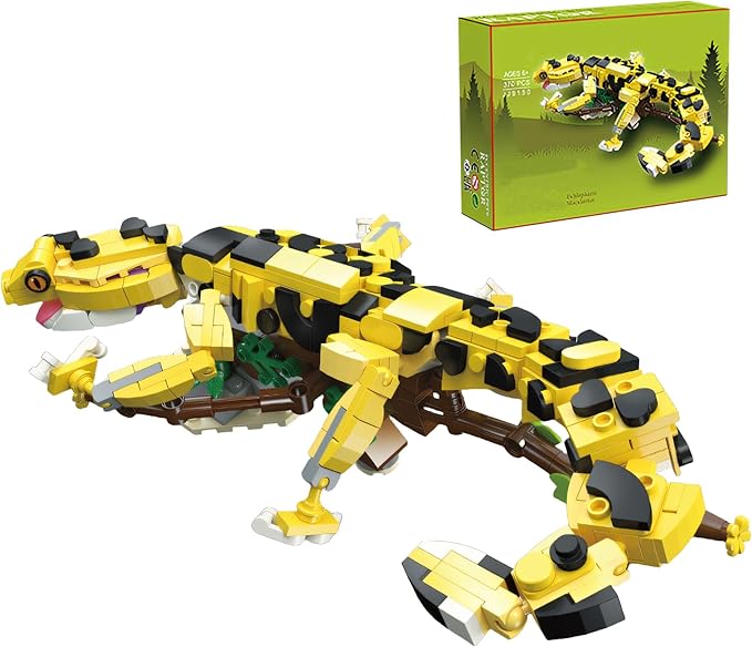 370 PCS Micro Brick Leopard Gecko Building Sets,Reptile Lizard Building Kit, Animals Botanical Collection Model for Adult Toys,Home Decor and Office Art Creative Gift,for Teens Ages 6+ Kids