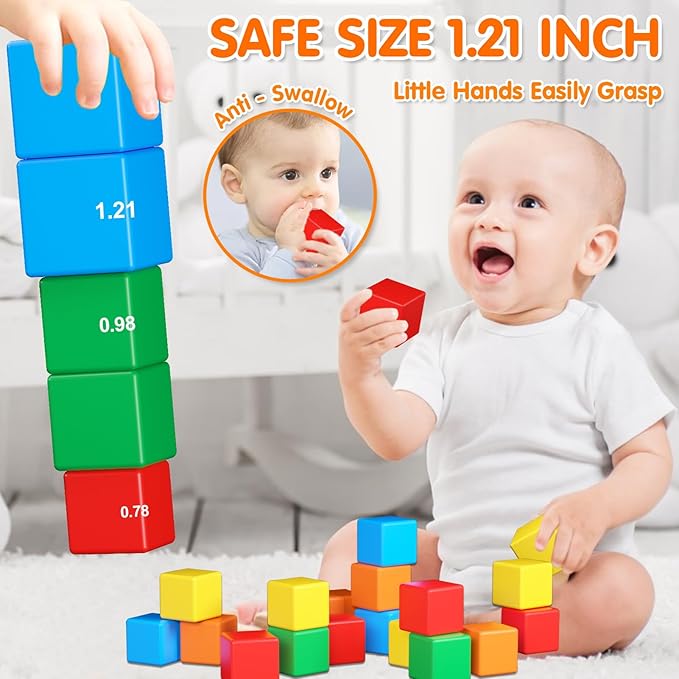Magnetic Blocks for Toddlers 3-5, 45PCS Montessori Educational Sensory Magnetic Cubes Toys, STEM Building Blocks, Safe Size Blocks, Anti-swallowing Design, 3 Years and Up Boys and Girls Birthday Gifts