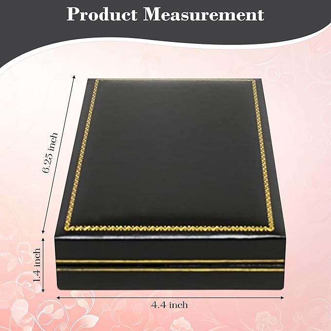 Novel Box Black Jewelry Box for Necklace 4.4x6.25x1.4 Inch - Faux Leatherette Jewelry Display Gift Boxes - Soft Velvet Interior Necklace/Pendant Storage Cases for Proposal Engagement Wedding Birthday
