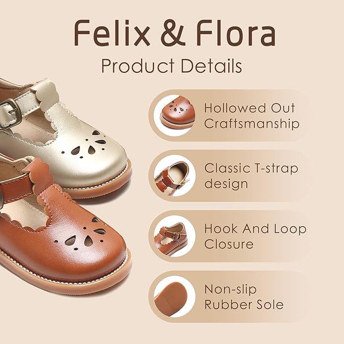 Felix & Flora Toddler Little Girl Mary Jane Dress Shoes - Ballet Flats for Girl Party School Shoes