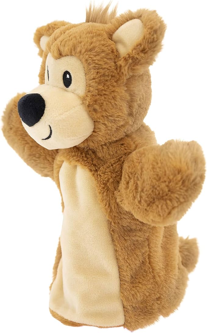 Plushible Pawley Teddy Bear Hand Puppet – Stuffed Animal Puppets for Kids, Babies & Toddlers, Soft Plush Toy with Embroidered Details, Ideal for Birthdays & Special Occasions