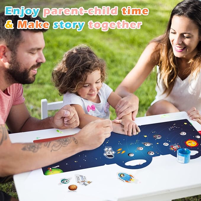 Reusable 4-Set Sticker Books for Toddlers 2-4, Toy Stickers Pad Reusable Sticker Books for Toddlers 1-3 Fashion Activity, Birthday Gift Toy for Girl Boy(Animals, Dinosaurs, Space, Vehicles)