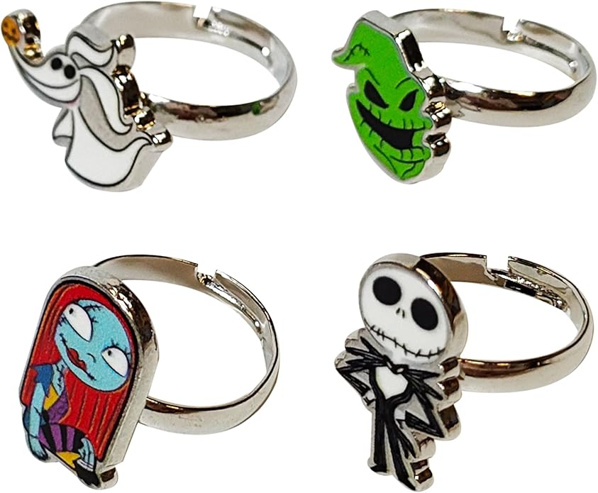 LUV HER Kids Jewelry: 4-Piece Adjustable Rings for Girls, Ring Sets with metal charm Fashion Girls Jewelry Ages 4+