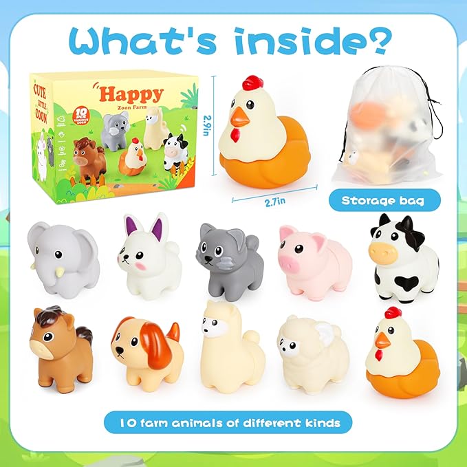 Toddler Toys,Montessori Preschool Learning Activities Animal Toy for Boys Girls,10 pcs Little People Animals Matching Games Fine Motor for Kids Ages 2-3