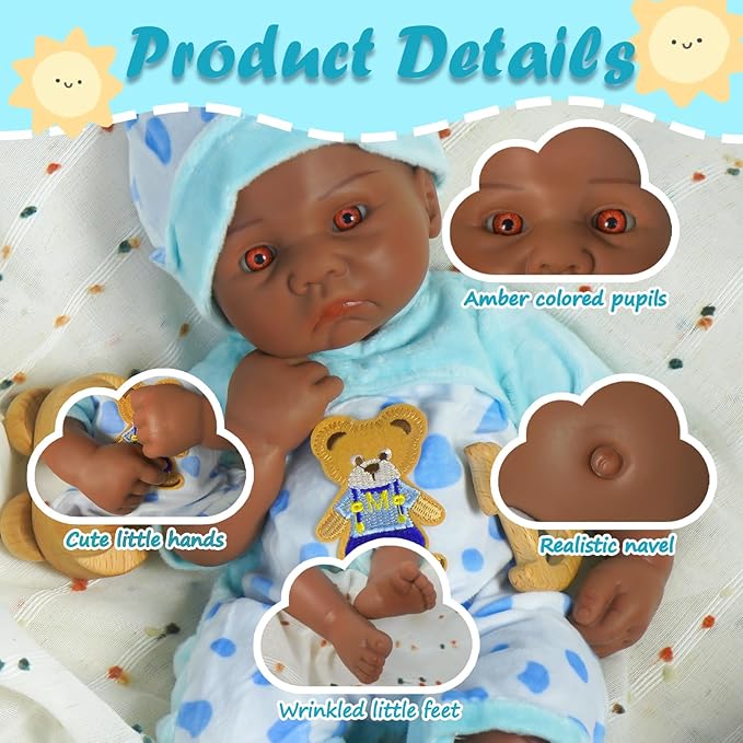 Reborn Baby Dolls Silicone Full Body 15.4in Weighted Real Life Open-Eyes Boy Dolls Lifelike Newborn Baby Soft Body Flexible Limbs Not Vinyl