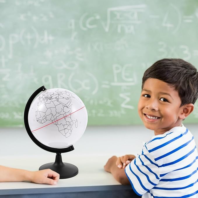 Operitacx Blank Geographic Globes with Stand, Paintable World Map Globes for Geographical Teacher Classroom Desktop Decor
