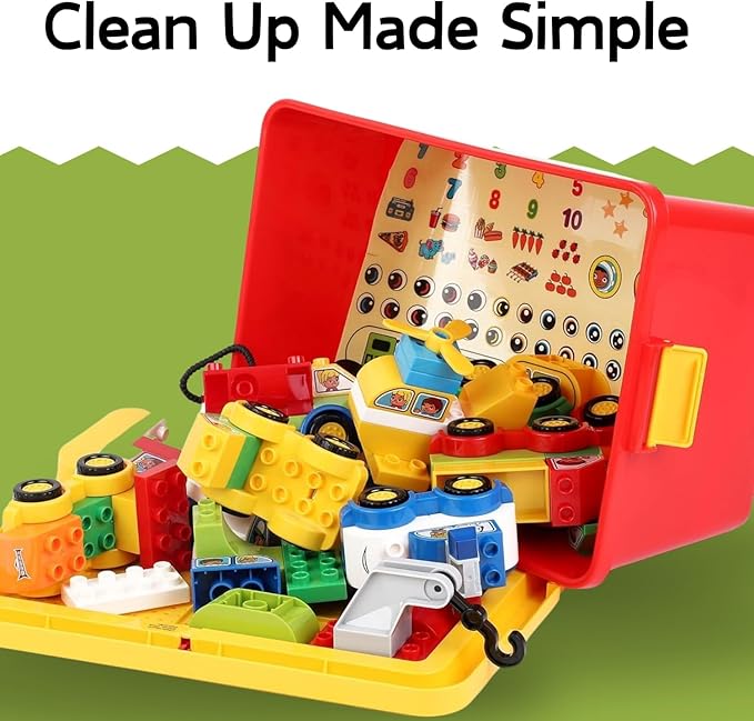 Liberty Imports 70 Pcs Toddlers Car Big Building Blocks Set, 12Pcs Different Vehicles, Kids Build Your Own Toy Cars, Compatible with Major Brands