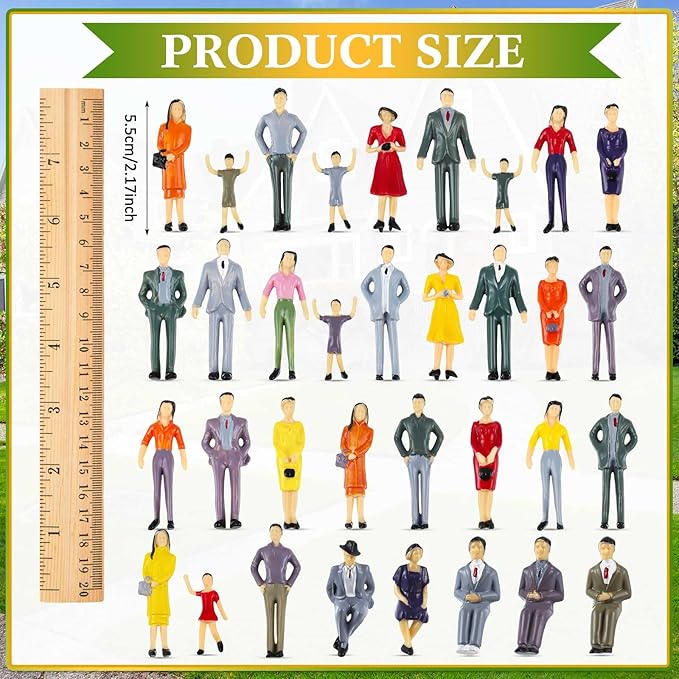 30 Pcs Mini People Figurines 1: 30 Scale Tiny People Model Miniature Sitting and Standing Little Plastic Figurines for Miniature Scenes