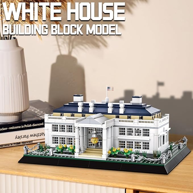 White House Model Building Block Sets 895 Pieces Washington Famous Landmark Architecture Gifts for Adults and Kids
