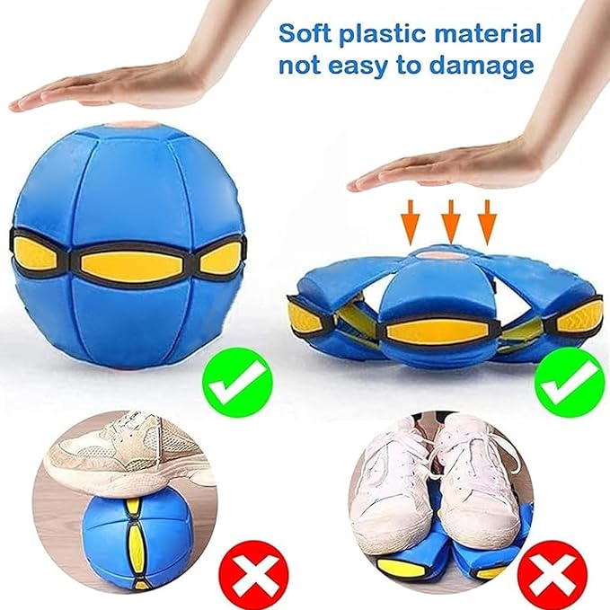 Magic Meta Ball, Children's Bouncing Ball, Magic Metaball, Magical Flying Saucer, Bouncy Balls, Parent-Child Interaction, Interactive Pop-Up Time Delay Transformation Toy Outdoor (pink-4, 6 lights)