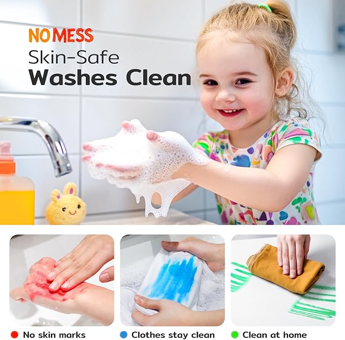 12 Colors Tempera Paint Sticks, No Mess, Quick-Drying & Non-Toxic Art Supplies, Easy-Grip for Toddlers and Kids, Works Great on Paper, Wood, Glass, Canvas, Gifts for Drawing on Various Objects