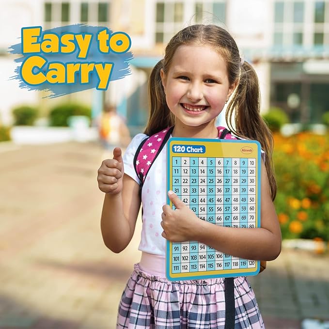 Dry Erase Number Line Whiteboard, 9" x 12" Double-Sided 120 Number Chart, Math Manipulatives White Board for Kids Students, Classroom and Home, Small White Board Dry Erase (Number Line)