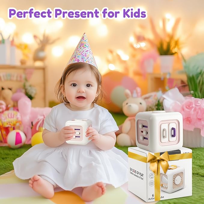Busy Cube Toys for 1 Year Old Girl Gifts, Montessori for Baby Girl, Travel Sensory Toys for Toddlers 1-3, Learning Fine Motor Skills| 1st Birthday Girl Gifts 12 Months Stocking Stuffers