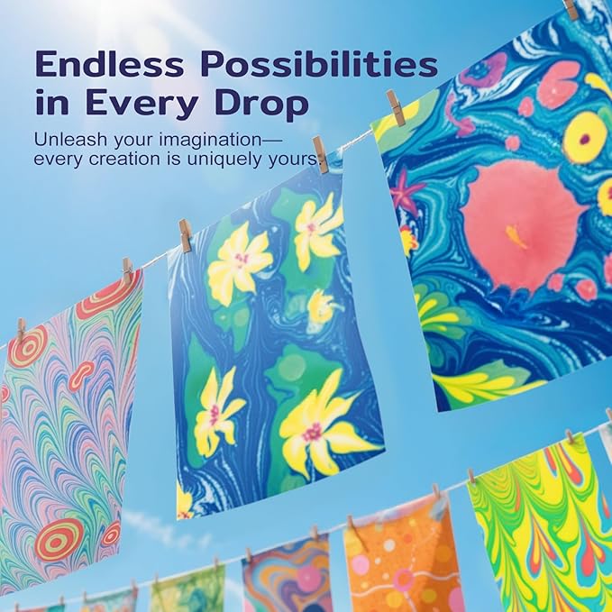 TMOL Marbling Paint Art Kit for Kids, Arts and Crafts Set for Girls & Boys Ages 8-12, Craft Kits with 16ml-12pcs & 25 Papers, Art Supplies, Birthday Gifts & Creative Toys for Kids Age 8 9 10 Year