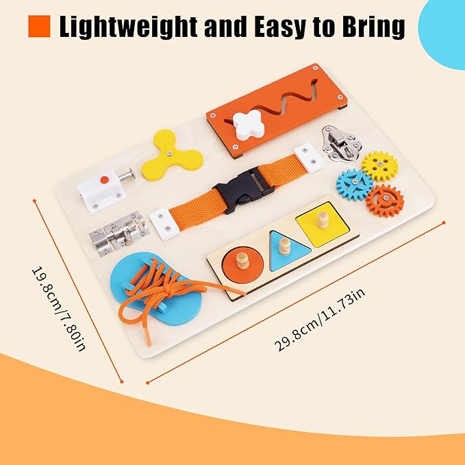 ATOYUS Montessori Busy Board Toddler Toys for Ages 3-5, Wooden Baby Sensory Toys for Kids 3 4 5 Year Old with Autism, Preschool Learning Educational Christmas Birthday Infant Gifts for Boys Girls 3+