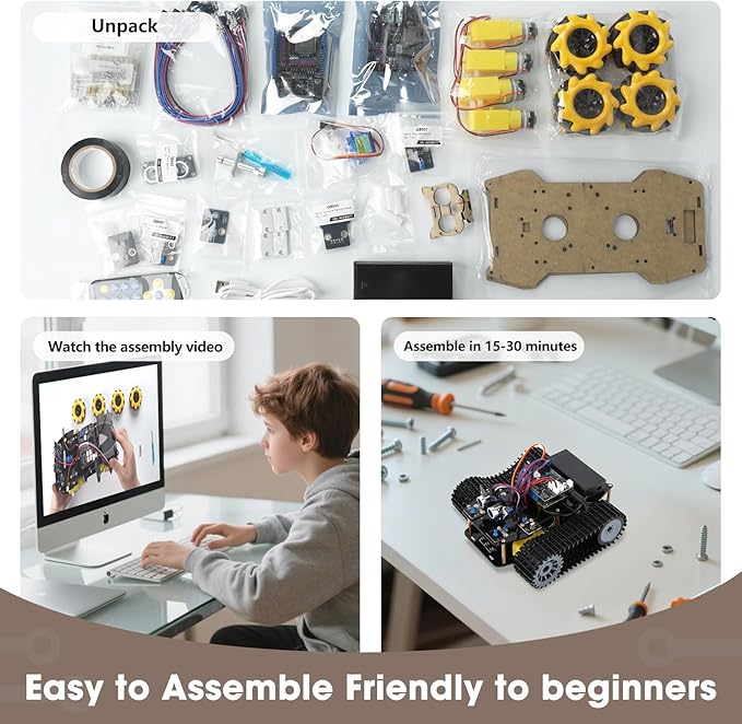 ACEBOTT Robot Kit, Robotics for Kids Ages 8-12, STEM Toys for Boys with Remote & App Control, Arduino & Scratch Compatible, Science Kits for Kids Age 8-12, Gift for Boys & Girls (Smart Robot Tank Car)