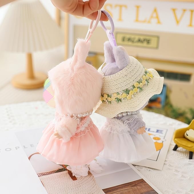 Clothes for Dolls Accessories, Outfit Set 5 Pieces Gauze Dress for 15cm 17cm Doll (No Doll), Romantic Hat Skirt Shoes Doll Clothing Set Replacement White