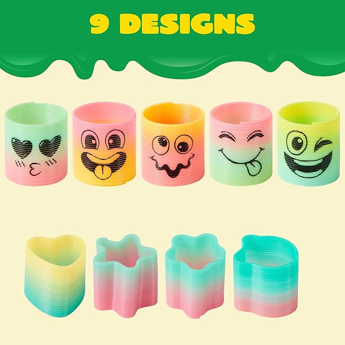 JOYIN 30 Pcs Spring Rainbow Party Favor, Mini Plastic Coil Spring Toy, Fidget Stress Coil Mini Springs Bulk Toys for Carnival Prize Birthday, Halloween Goodie Bag Stuffers