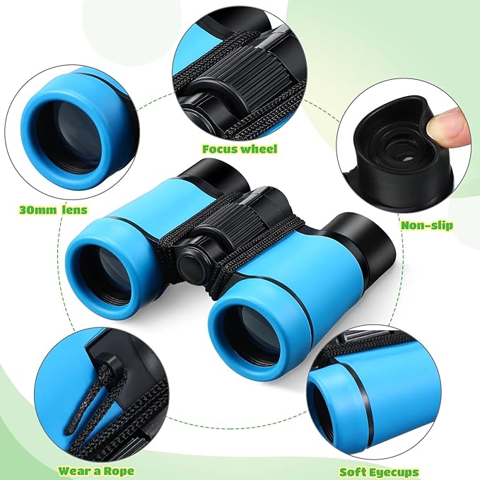 6 Pack Kids Binoculars Shock Proof Toy Binoculars Set for Age 3-12 Years Boys Girls Hunting Folding Small Telescope Birthday Gifts Bird Watching Educational Learning Camping Outdoor (Vivid Colors)