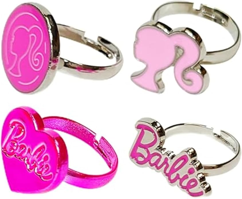 LUV HER Kids Jewelry: 4-Piece Adjustable Rings for Girls, Ring Sets with metal charm Fashion Girls Jewelry Ages 4+