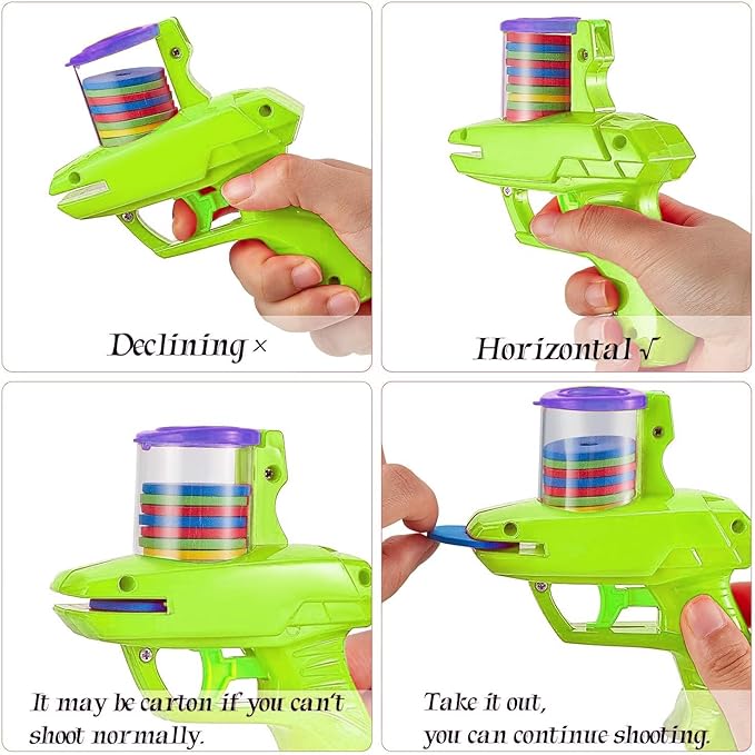 Sumind 2 Pieces Foam Disc Launcher Zip Shot Shooter Disc Shooter (Orange, Green)