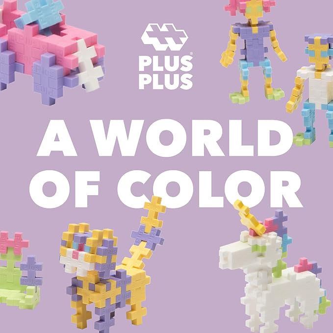 Plus Plus 500 Piece Super Tube, Interlocking Building Block 3D Puzzle Kit, Kids Stem Connecting Toys - Pastel Color Mix