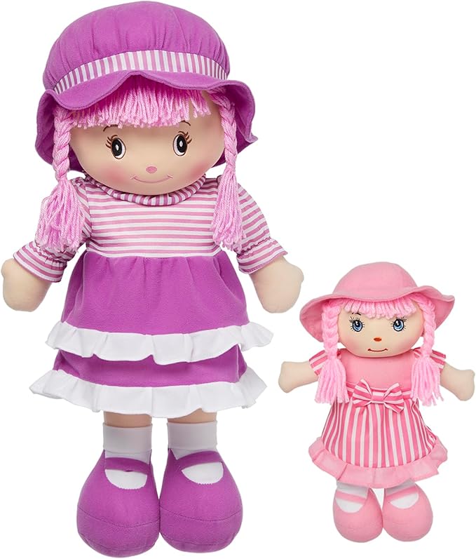 LOVE & HUG Sister Doll 2pc Set 24" Huggable Doll & 12" Little Sisters, Girls Birthday Gift, Baby Dolls, Toddler Doll