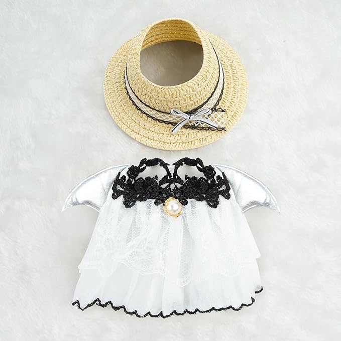17cm Doll Clothes Set-Adorable Outfits for Dolls-Stylish Accessaries Clothes Dress-Up-Replaceable Clothing Collections, Includes Hat, Top, Skirt(White-Style C)